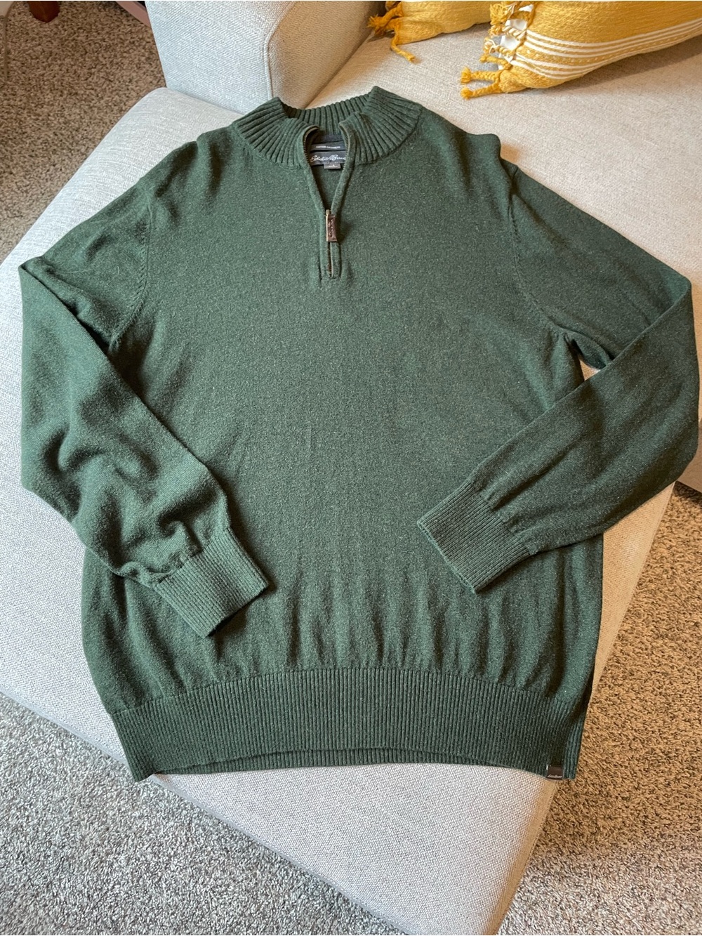 Eddie Bauer Men's Forest Green Half-Zip Sweater